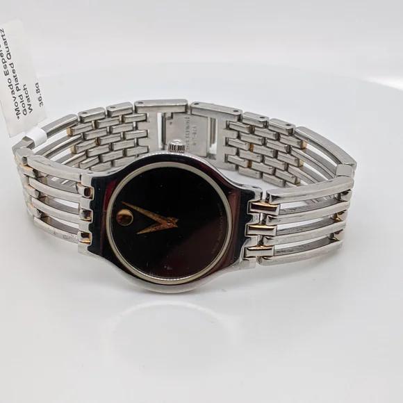 Designer Movado Esperanza Swiss Ladies 18K Gold Plated Stainless Steel Sapphire